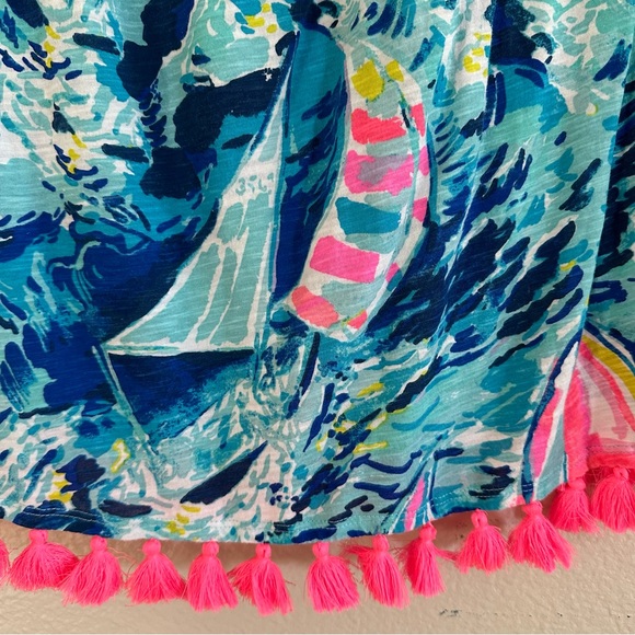 Women’s Lilly Pulitzer Trina Beach Dress Sparkling Blue Hey Bay Bay XXS - Picture 6 of 7